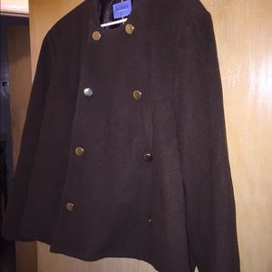 Carson Kressley brownish green pea coat.