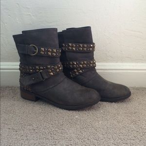Brown leather boots