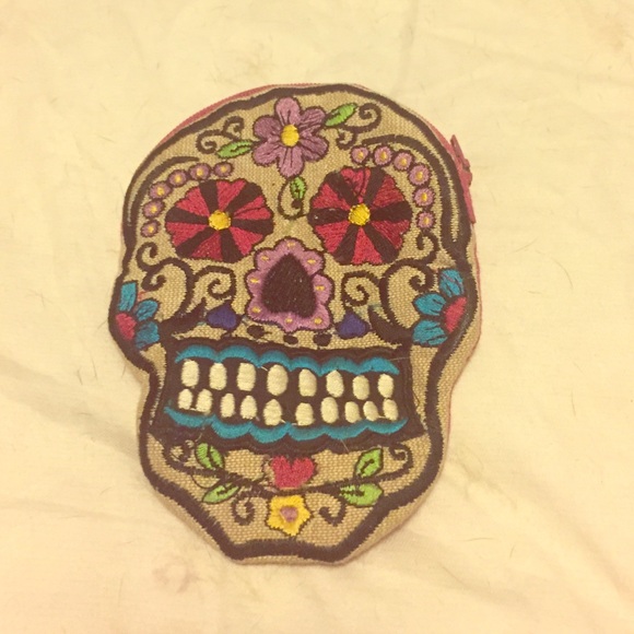 Candy Skull Zip Up Coin Purss