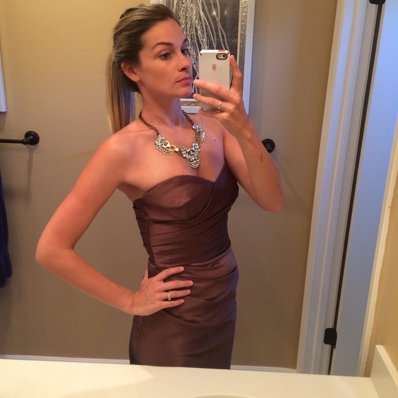 Satin brown Bill Levkoff midi dress