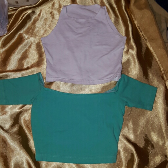 2 White and 1 Teal American Apparel Crop Tops