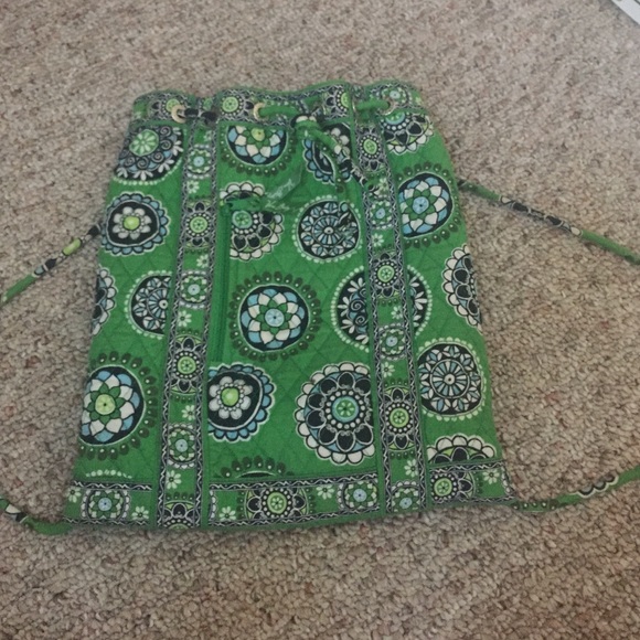 Vera Bradley Drawstring Backpack-"Cupcakes Green"