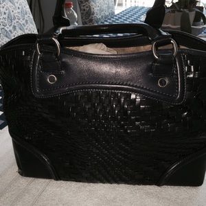 Cole Haan navy blue woven handbag