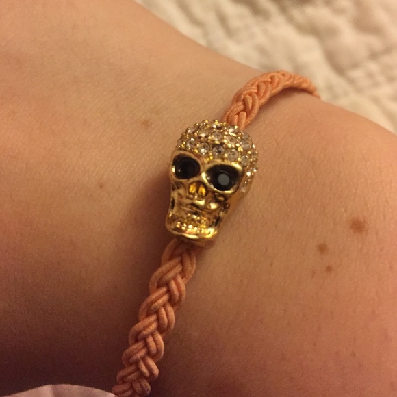 Gold and Crystal Skull Bracelet