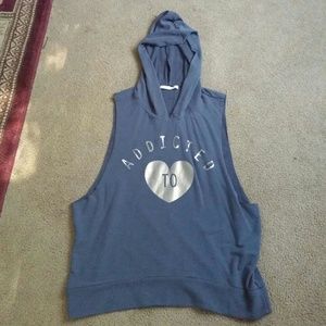 Sleeve cut off shirt , with hood