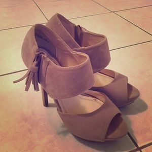 Nude suede heels