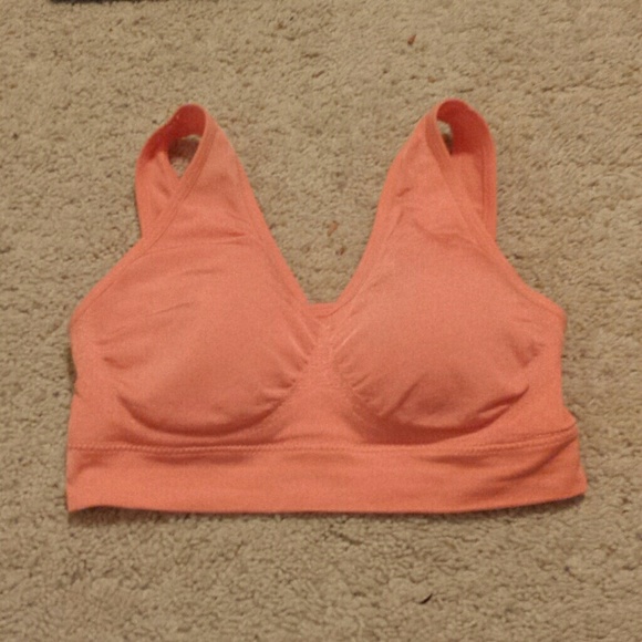 Coral padded sports bra