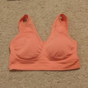 Coral padded sports bra
