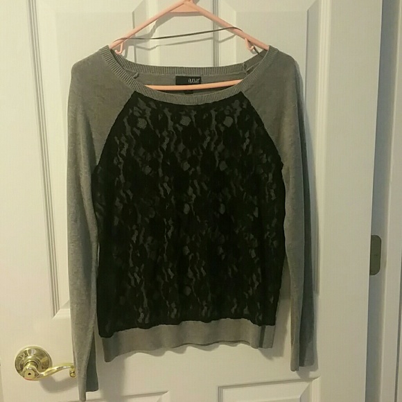 Lace overlay sweater