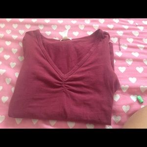 Burgundy v necked long sleeve shirt