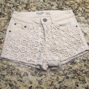 High Rise Crochet Front Cut Off Shorts