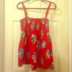 Torrid Red & Blue Floral Embelished Tank top