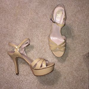 Vince Camuto Peppa patent heels size 8 bone color