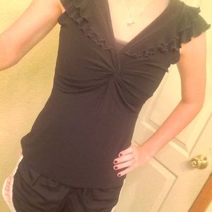 Cute Black Shirt With Stylish Knot In The Middle