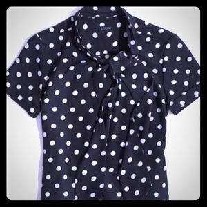 J.Crew Factory navy printed neck tie top