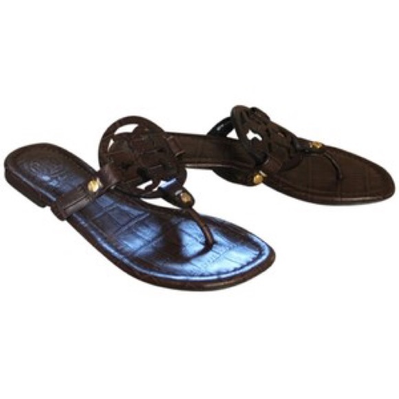 SOLD🎊Tory Burch Brown Croc Miller Sandals