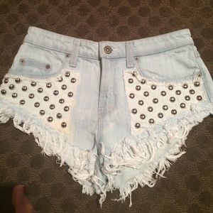 LF Carmar Bleached Studded Short Shorts