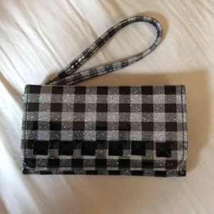 Black & Silver Striped Wristlet