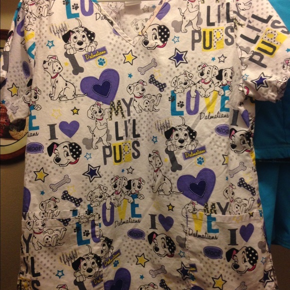 Scrub top with scrub bottoms!