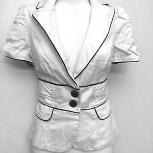 My Michelle White Striped Short sleeve Blazer M