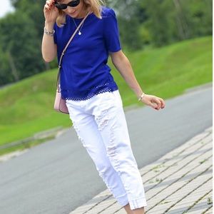 Electric Blue Scalloped Blouse