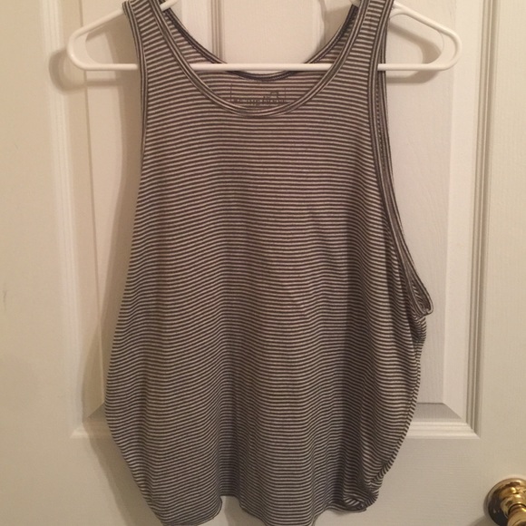 Free People Olive & White Striped Muscle Tank