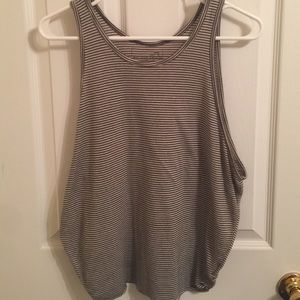 Free People Olive & White Striped Muscle Tank