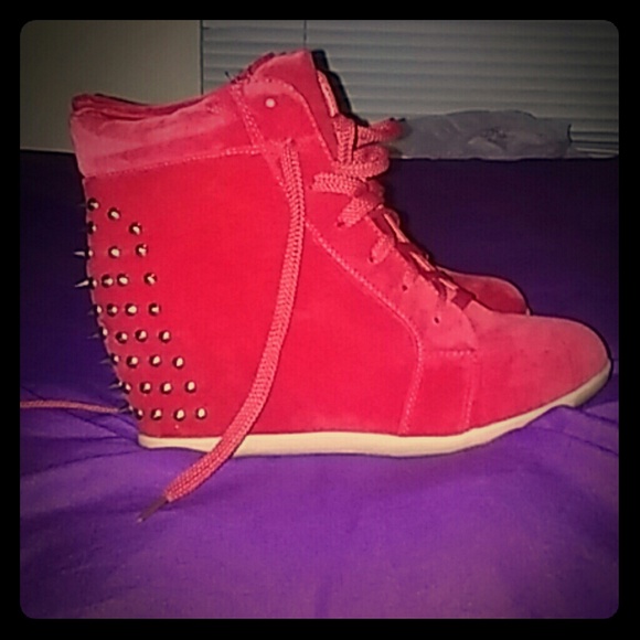 Coral Hi-Top Wedge Sneaker