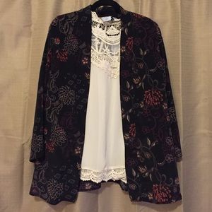Black floral Kimono