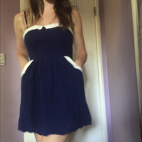 Navy Strapless Dress