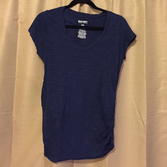 Navy blue maternity tshirt tee with side rusching