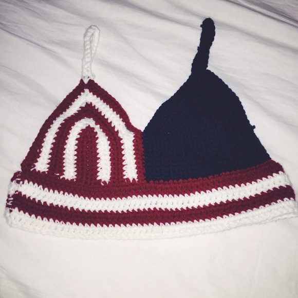 Handmade Crochet American Flag Bralette Top