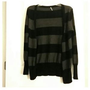 Black and Grey Striped Cardigan L