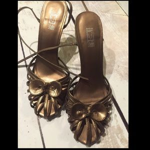 Studio bronze strappy heels -Adorable!