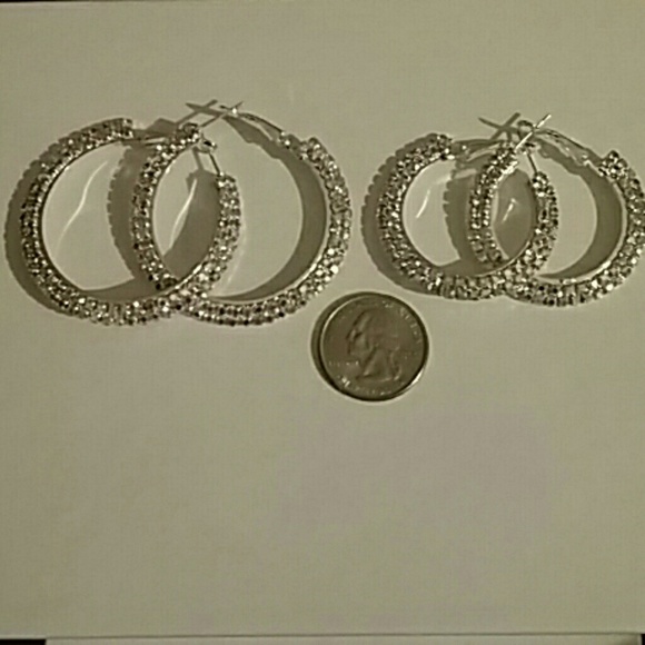 2 pair of irridesent rhinestones  earrings