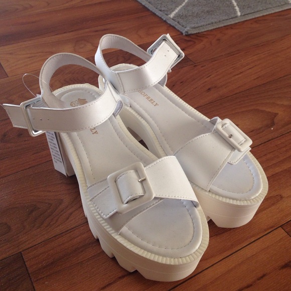 White flatform sandals