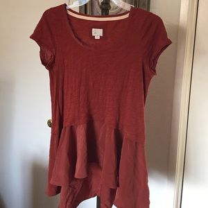 Anthropologie Cascading Ruffle Top size XS