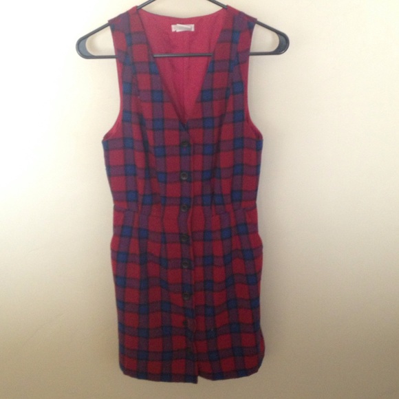 Vintage style button up plaid dress