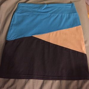 Turquoise, Nude and Navy spandex skirt