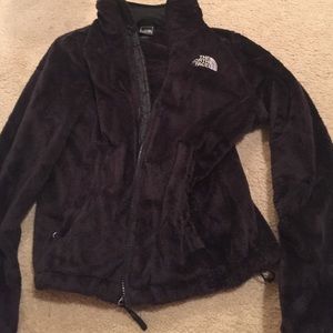 Black North Face fleece zip-up jacket