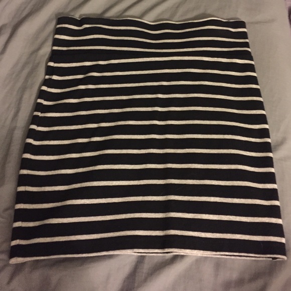 Black and Gray Striped Spandex Skirt