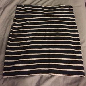 Black and Gray Striped Spandex Skirt