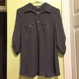Gray button up shirt