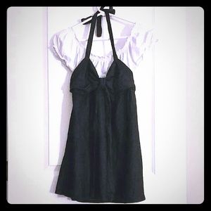 Gorgeous White and Dark Grey Denim Halter Dress