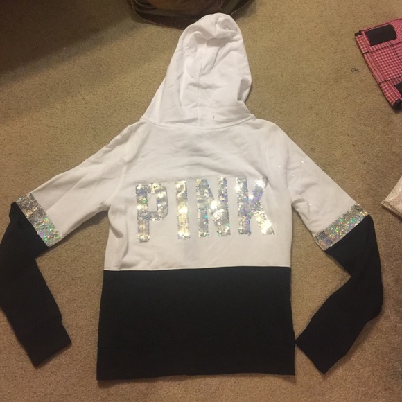 VS Victorias Secret black and white Bling Hoodie