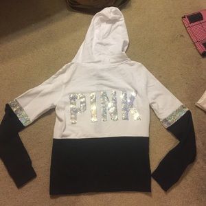 VS Victorias Secret black and white Bling Hoodie