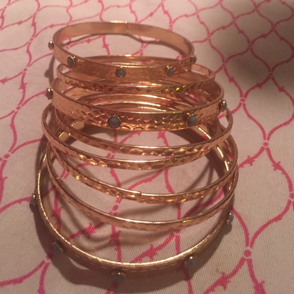 Gold and turquoise bangle set