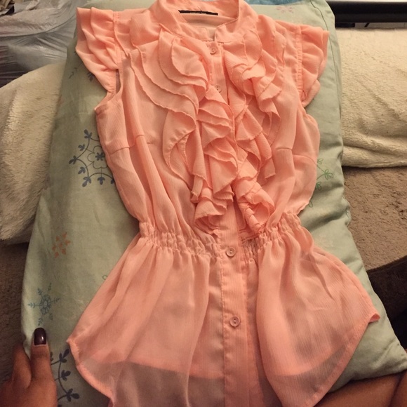 Ruffle button up blouse. - Picture 1 of 2