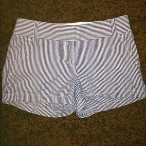 Navy and White Striped Shorts
