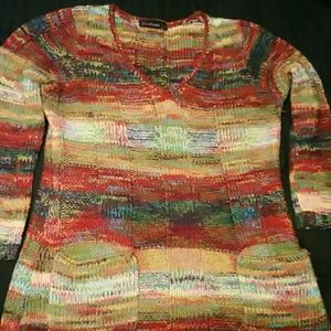 Rainbow Knitted Sweater with 2 Front Pockets